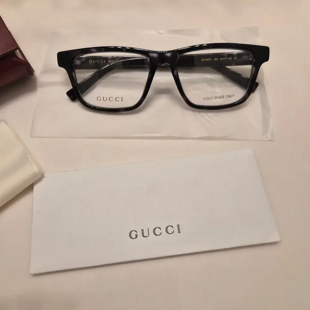 Gucci Eyeglasses GG1987O 003 Grey Tortoise Rectangle Frames Glasses Full Set 54m